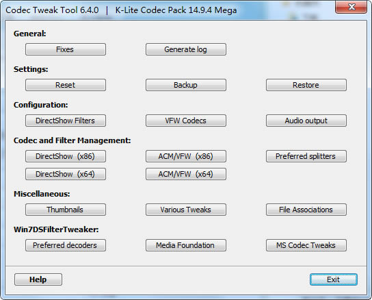 K-Lite Codec Tweak Tool°桿K-Lite Codec Tweak Tool v6.4.7.0 ٷʽ