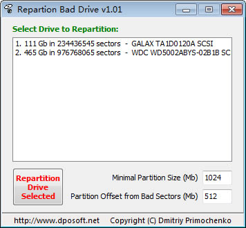 Repartion Bad DriveرءRepartion Bad Drive(Ӳ̻빤) v1.01 ٷʽ