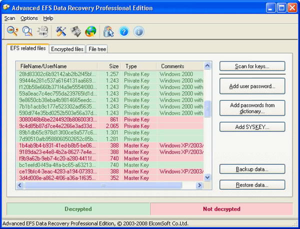 Advanced EFS Data Recovery Trial EditionѰءAdvanced EFS Data Recovery Trial Edition V4.50 ر
