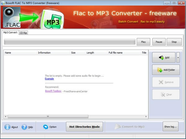 Boxoft free Flac to MP3 ConverterءBoxoft free Flac to MP3 Converter(FlacתMP3ʽ) v1.0 ٷʽ