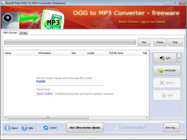 Boxoft free Ogg to MP3 ConverterٷʽءBoxoft free Ogg to MP3 Converter(OggMP3ת) v1.0 ٷʽ