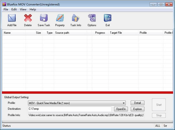 Bluefox MOV ConverterѰءBluefox MOV Converter(Ƶת) v3.01 ٷʽ