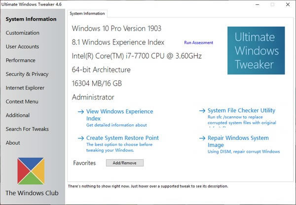 Ultimate Windows TweakerرءUltimate Windows Tweaker(VistaϵͳŻ) v4.7.1.0 ٷʽ