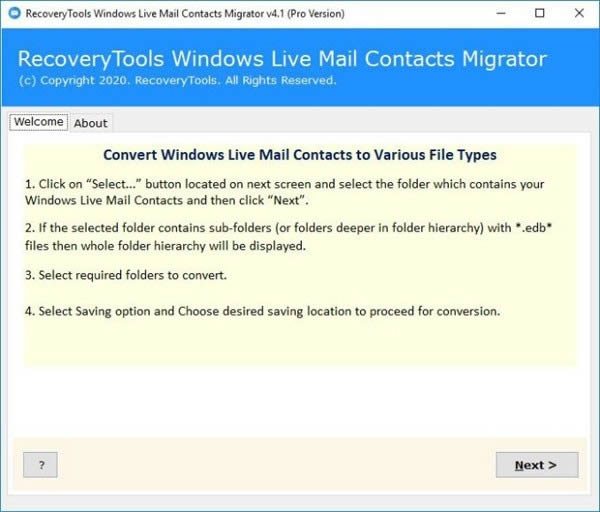 RecoveryTools Windows Live Mail Contacts Migrator-]wƹ-RecoveryTools Windows Live Mail Contacts Migratord v4.1ٷʽ