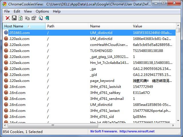 ChromeCookiesView-ȸCOOKIES鿴-ChromeCookiesView v1.5.0.0ٷʽ